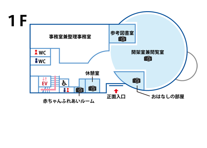 ひたちなか市立佐野図書館1階フロア図