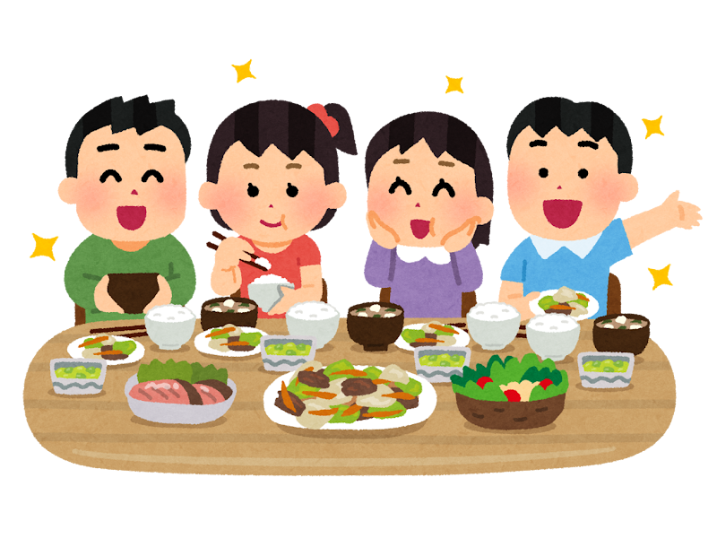 食事をする子どもたちのイラスト