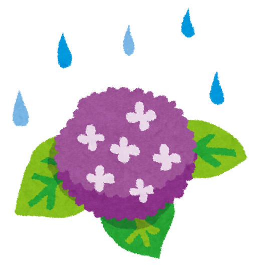 雨に濡れる紫陽花のイラスト