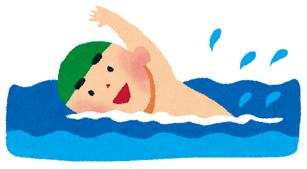 クロールをする男の子のイラスト