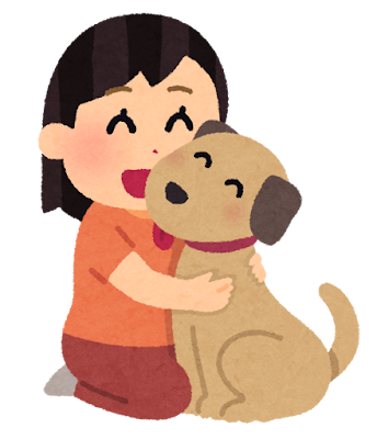 女の子と犬のイラスト