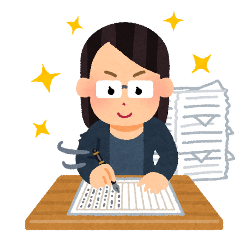 原稿を書く女性のイラスト