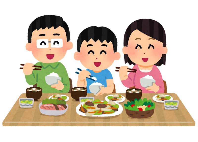 食事をする家族のイラスト 食事をする家族のイラスト