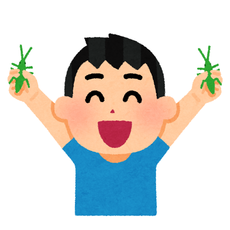 虫取りをする男の子のイラスト