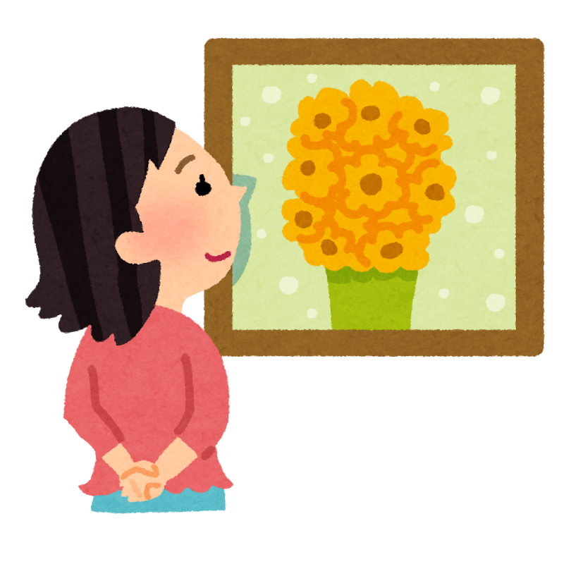 絵を鑑賞する女の人のイラスト
